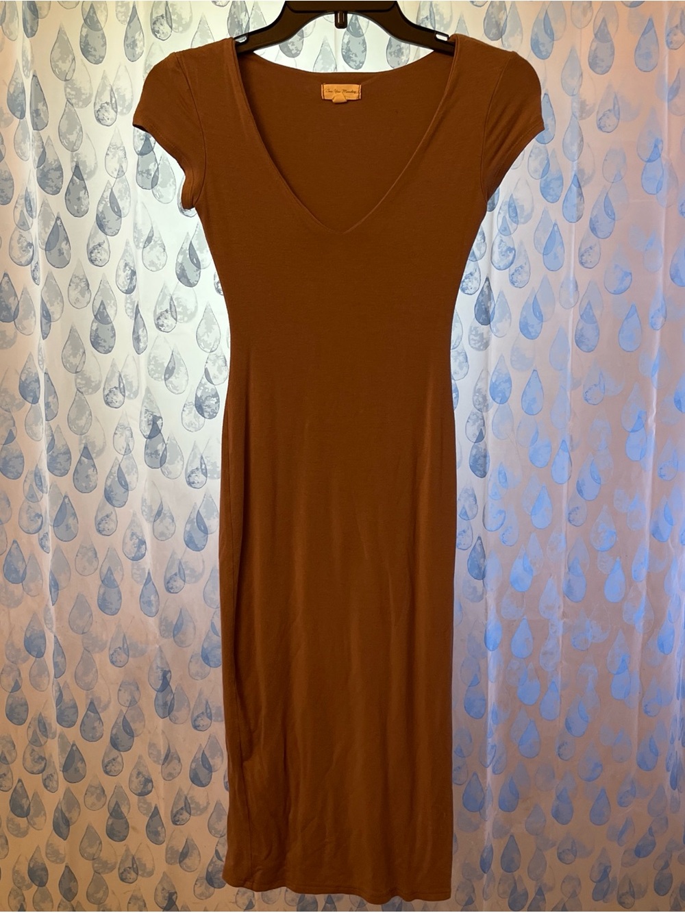 Women’s Brown V-Neck Midi Dress